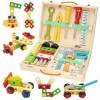 Withosent Caisse à Outils Enfant, 34 Pièces Jouets en Bois Boite a Outil Enfant, DIY Jeux de Construction Enfant pour Garçons