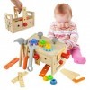 Surplex Jouets en Bois pour Enfants, boîte à Outils pour Enfants, Jeu de rôle, Outils de Travail du Bois, kit doutils pour E