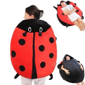 Oreiller coccinelle portable, coccinelle portable en peluche géante, oreiller coccinelle géant, oreiller géant amovible en fo