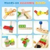 Forroby Caisse a Outil Enfant, 48 Pièces Jouets en Bois Boite a Outil Enfant, DIY Jeux de Construction Enfant Outils et établ