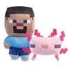 Minecraft for Pets Lot de 2 jouets couineurs en peluche Steve et Leucistic Axolotl pour chiens | Produits sous licence offici