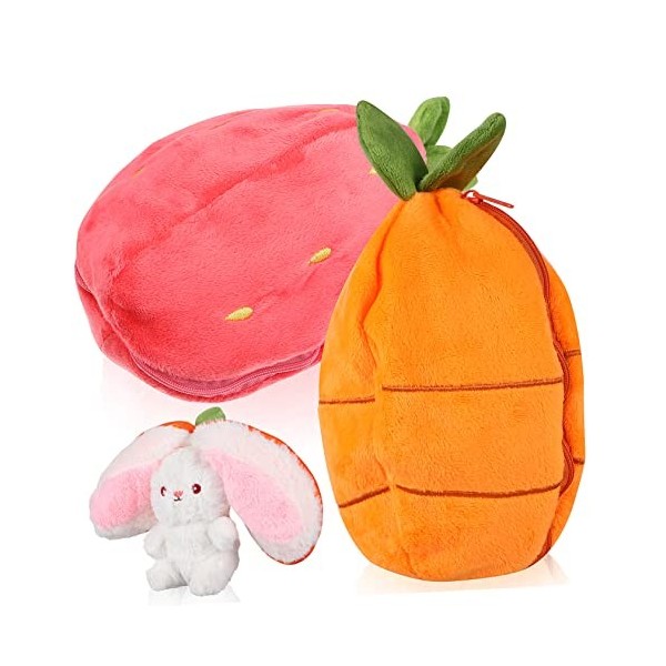 ERINGOGO 4 Pièces Oreiller en Peluche Lapin Poupée en Peluche Oreiller Fraise Trucs Kawaii Poupée Lapin Jouets De Lapin Peluc