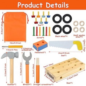 FORMIZON Jouet en Bois Caisse a Outil Enfant, 29 Pièces Boite a Outil Enfant, DIY Jeux de Construction Enfant Outils et Établ