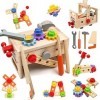 Jouet en Bois Outil pour Enfant 2 Ans, DIY 29 Pièces Jeux en Bois pour Enfants Avec Boîte à Outils, Montessori Educatifs Parc