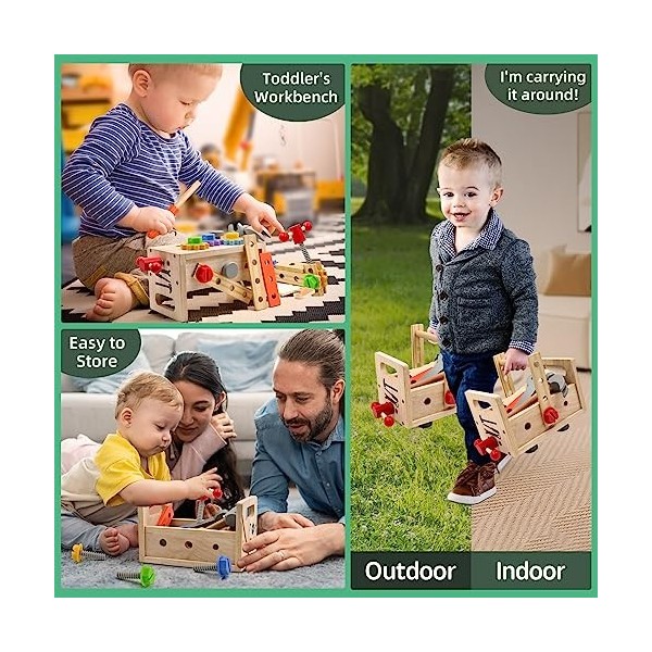 Jouet en Bois Outil pour Enfant 2 Ans, DIY 29 Pièces Jeux Avec