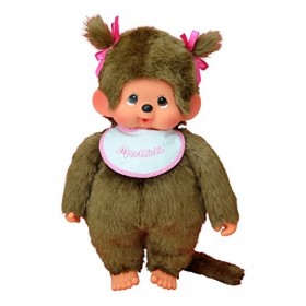 Bandai - Monchhichi - peluche - Fille bavoir rose 45 cm - 25553
