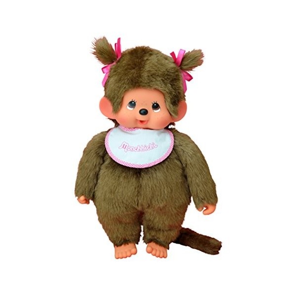 Bandai - Monchhichi - peluche - Fille bavoir rose 45 cm - 25553