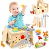 WDJLNZB Jouet en Bois Outils Enfant Boite a Outil Jeux Educatif Jouet Enfant Cadeau Noël pour Enfant 2 3 4 5 6 Ans, Caisse à 