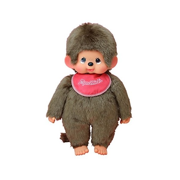 Bandai - Monchhichi - peluche - Fille bavoir rose 45 cm - 25553
