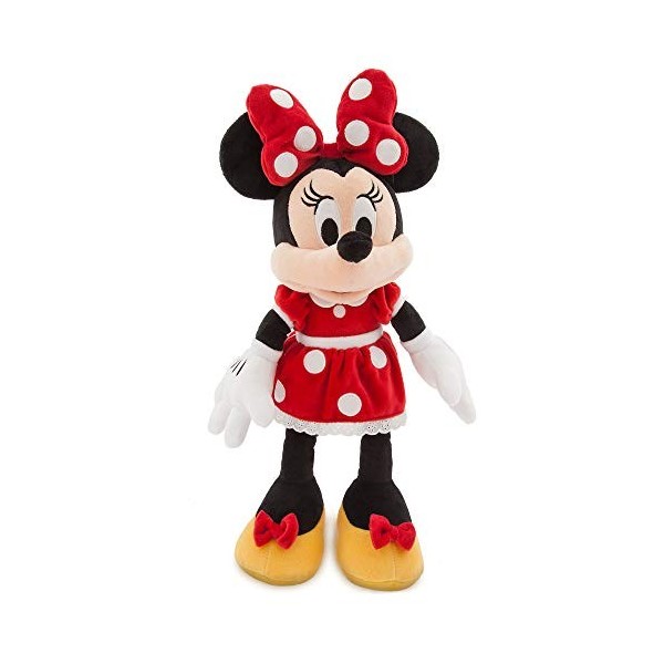 Disney Store Peluche Minnie Mouse de Taille Moyenne, 47 cm, Personnage Iconique de en Robe Rouge à Pois, nœud, Oreilles struc