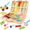 Jouet à partir de 3 ans, cadeau garçon/fille de 5 ans, coffret à outils pour enfants jouets en bois avec boîte en bois, jouet