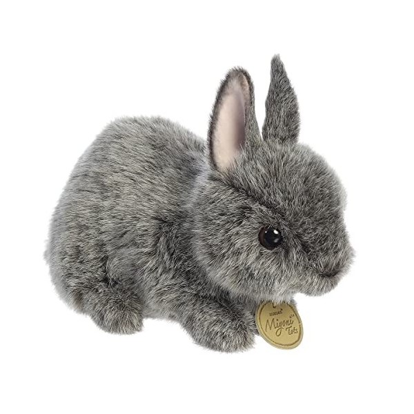 Aurora® Adorable lapin nain des Pays-Bas Miyoni® – Détails réalistes – Compagnon chéri – Gris 19,1 cm