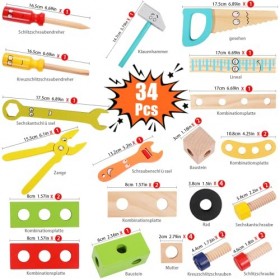 Jouet à partir de 3 ans, cadeau garçon/fille de 5 ans, coffret à outils pour enfants jouets en bois avec boîte en bois, jouet