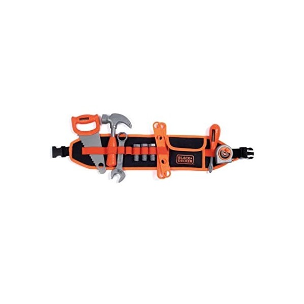 Smoby - BLACK+DECKER - Ceinture Outils - Sangle Réglable - Jouet Bricolage Enfant - 14 Accessoires - 360192