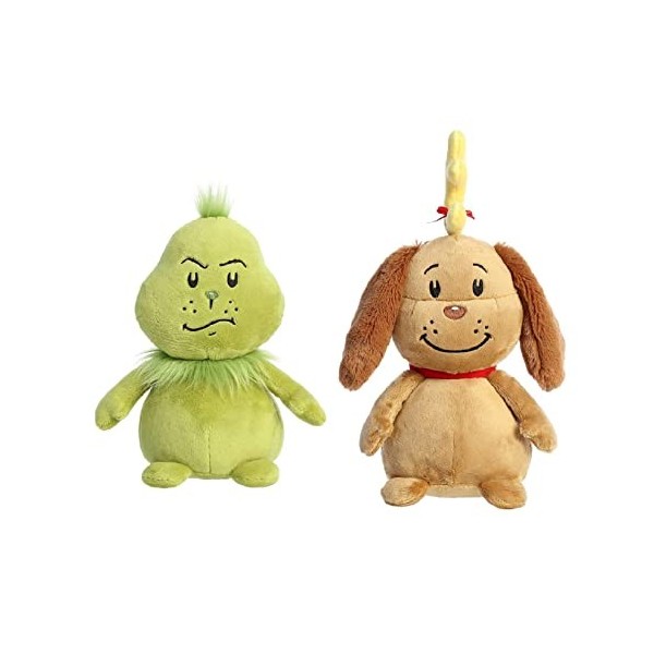 Aurora 2 Piece Bundle How The Grinch Stole Christmas Character Plush, Pop Art Grinch and Max