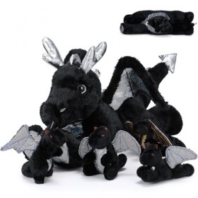 Syhood Lot de 5 jouets en peluche dragon de 45,7 cm pour garçons et filles - Grand dragon en peluche avec 4 bébés mignons à f