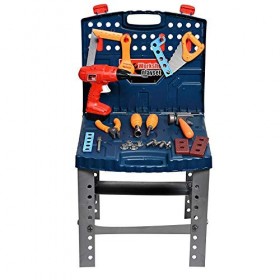 Playkidiz 3059 kit de Construction portable comprend une perceuse électrique, un étui de transport et plus de 45 outils et ac