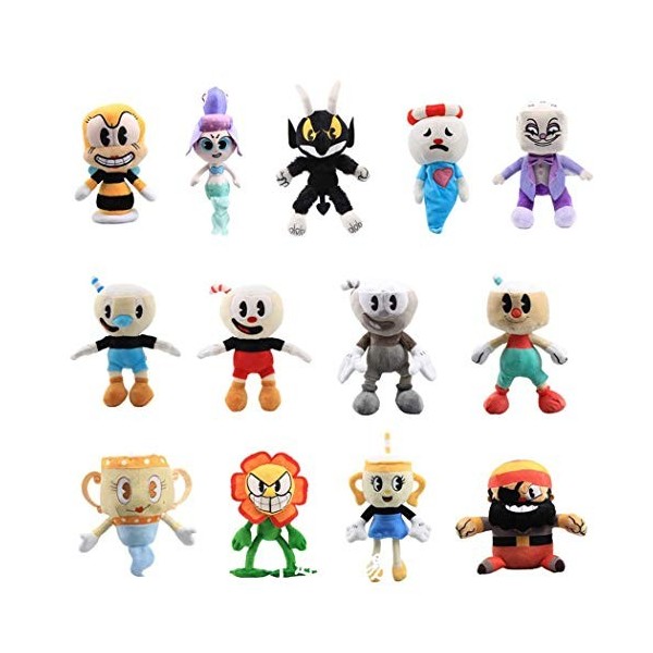 13Pcs Cuphead Jouet En Peluche Cuphead Mugman King Dice Ms.Chalice Cala Maria Légendaire Calice Captain Brine Rumor Honeybott