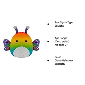 Squishmallow Kellytoy officiel Kellytoy Insectes & Creeping Things Peluche douce Squishy Toy Animaux Diana Rainbow Butterfly