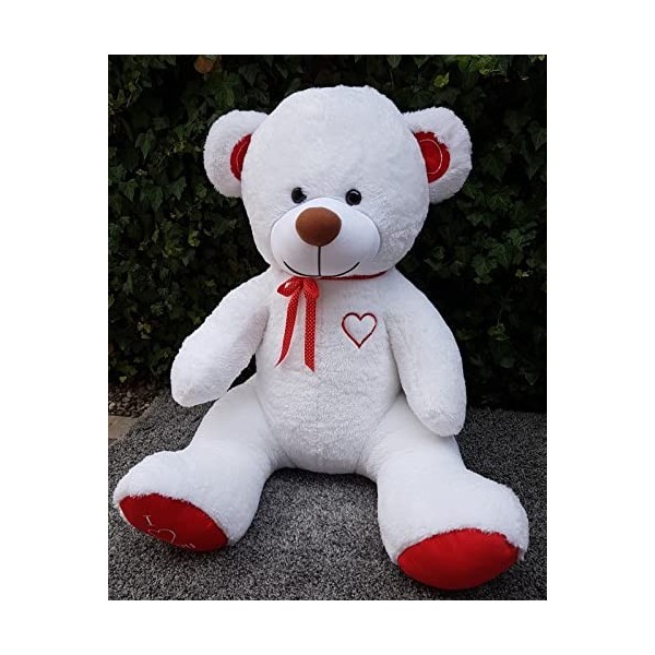 Nounours en peluche énorme, Jouet doux, Cadeaux enfant, Teddy Bear 190cm couleur: blanc-rouge-b 