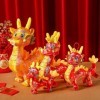 Shappy Lot de 4 décorations du Nouvel An chinois 2024 - Dragon en peluche - Poupée mascotte du zodiaque chinois - Animaux en 