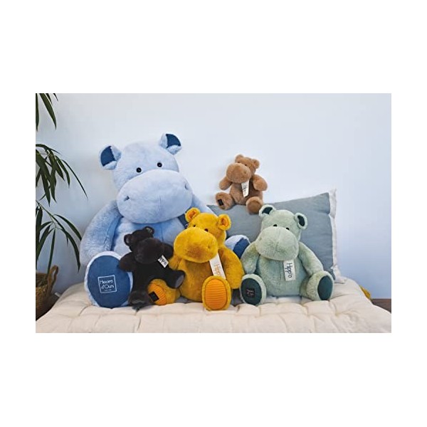 Histoire dOurs - Peluche Géante Hippopotame - HIPPO - Bleu Jean - 85 Cm - Très Grande Peluche Douce et Mignonne pour les Cal