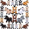 Leyndo Lot de 24 mini chevaux en peluche debout de 10,2 cm avec chaîne pour fête sur le thème des animaux, décoration danniv