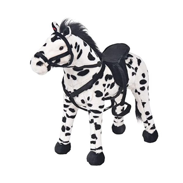 Toshilian Peluche Géante, Jouet danimaux en Peluche Jouet Enfant Jouet en Peluche Cheval Noir et Blanc XXL