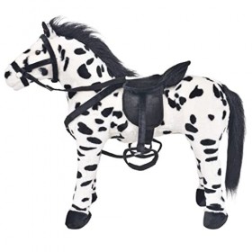 Toshilian Peluche Géante, Jouet danimaux en Peluche Jouet Enfant Jouet en Peluche Cheval Noir et Blanc XXL