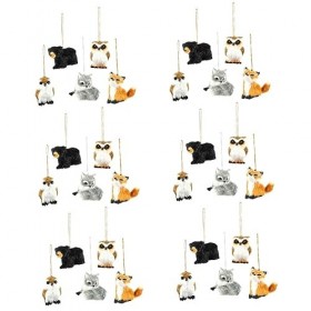 VILLCASE 30 Pièces Animaux Simulés en Peluche Pendentif Suspendu Animal en Peluche Poupée danimaux De Noël Boule De Sapin De