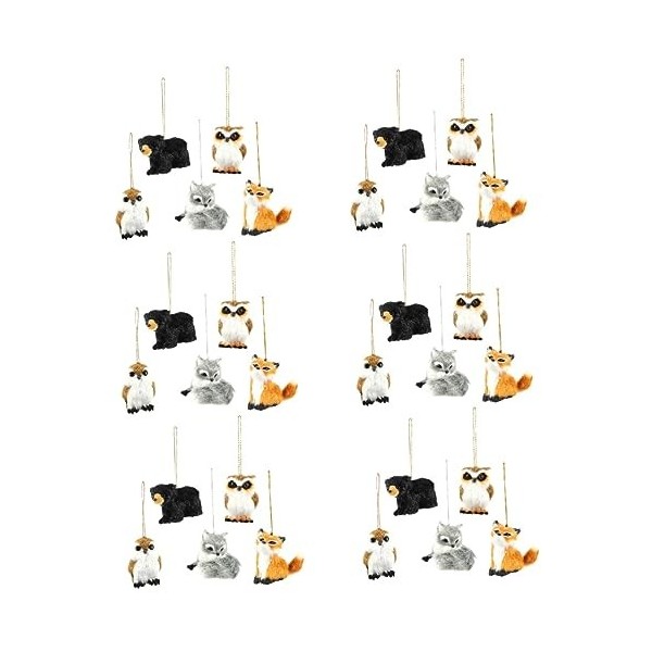 VILLCASE 30 Pièces Animaux Simulés en Peluche Pendentif Suspendu Animal en Peluche Poupée danimaux De Noël Boule De Sapin De