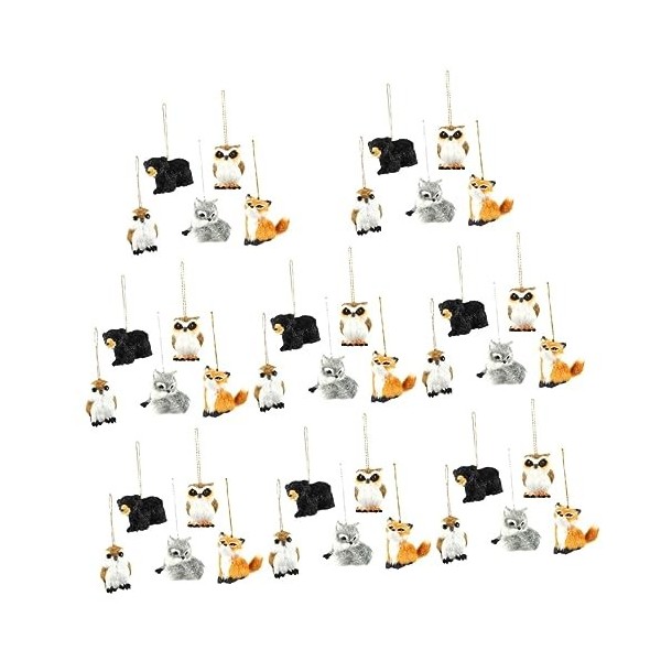 VILLCASE 30 Pièces Animaux Simulés en Peluche Pendentif Suspendu Animal en Peluche Poupée danimaux De Noël Boule De Sapin De