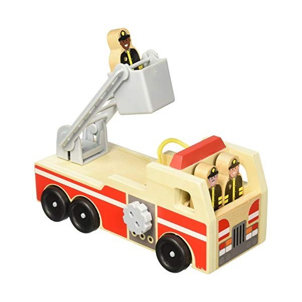 Melissa & Doug 19391 Wooden Fire Truck With 3 Firefighter Play Figures, 13.335 cm*25.4 cm*10.795 cm