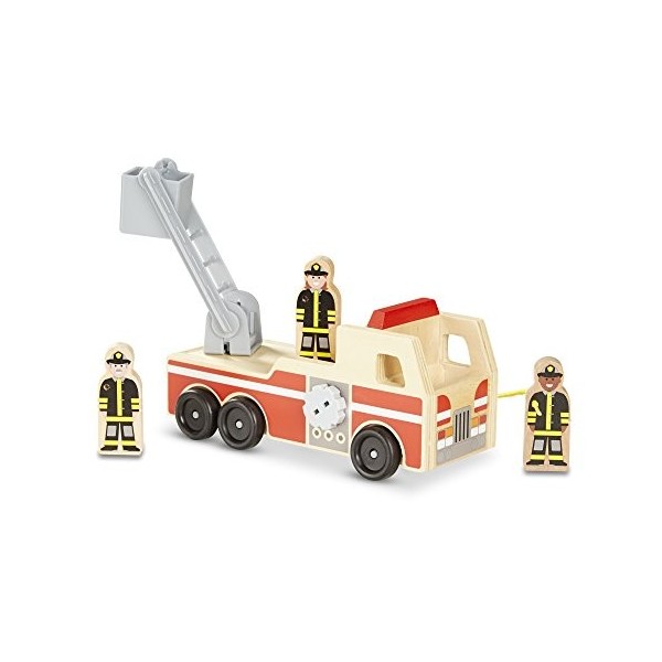 Melissa & Doug 19391 Wooden Fire Truck With 3 Firefighter Play Figures, 13.335 cm*25.4 cm*10.795 cm