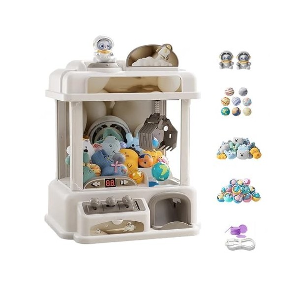 HAZARA Machine a Pince Bonbon Jouet De Griffe pour Enfant avec 25 Peluches,20 Gashapons Machine Attrape Bonbon Clip De Poupée