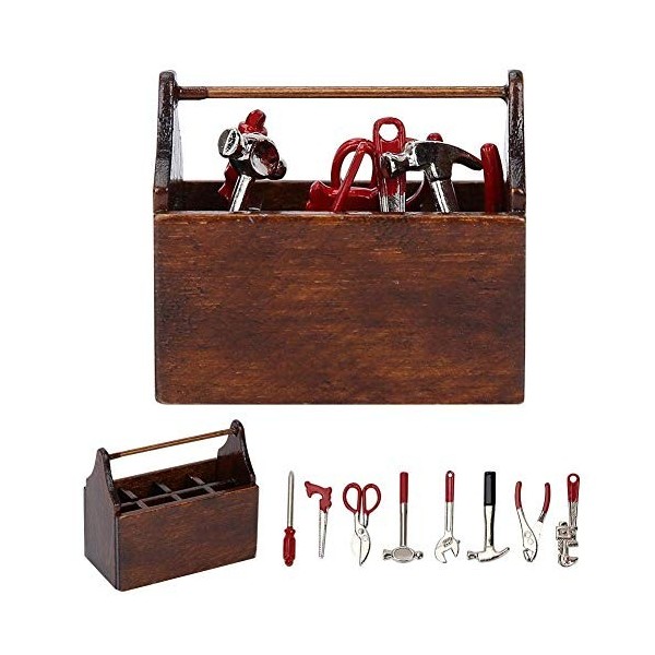 1:12 Caisse à Outils Enfant Miniature Caisse à Outils pour Maison de Poupées Bricolage Jouet Educatif Modèle Mallette Doutil