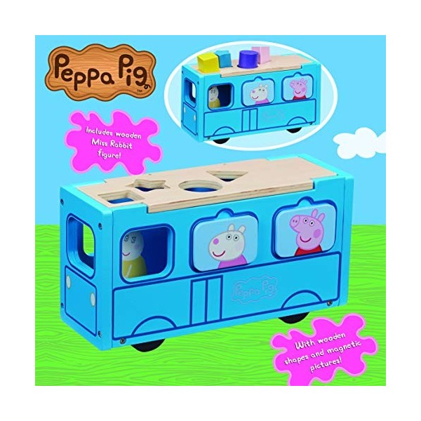 Peppa Pig Houten Schoolbus/Vormenstoof