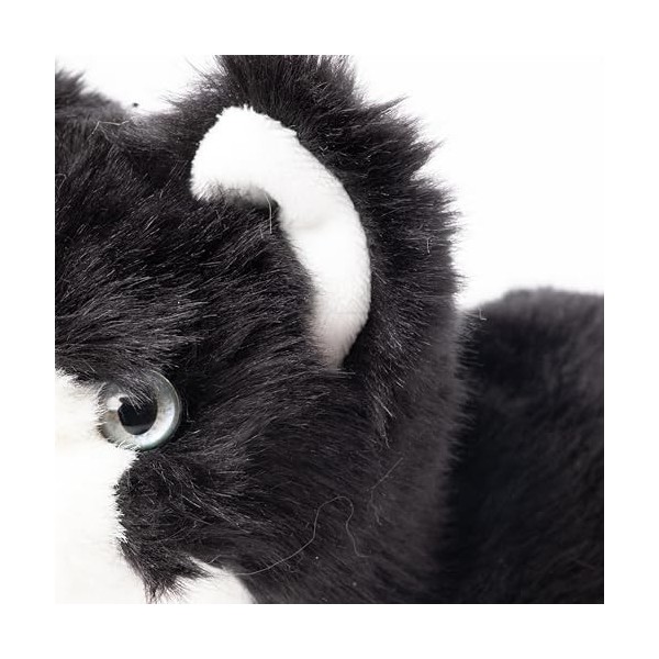 La Pelucherie - Peluche Chat Gustave - 26 cm - Noir & Blanc - Peluches Artisanales - Cousues Main - Marque Française