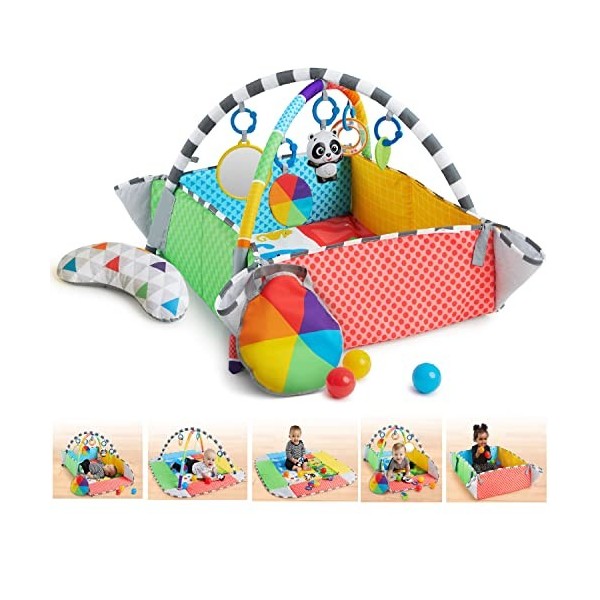 Baby Einstein Zens Activity Milestones Gym en peluche avec barre en bois, pour bébé à tout-petit, 0-12 mois, lavable en mach