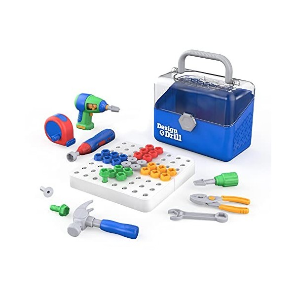 Boîte à outils Design & Drill de Learning Resources, kit d’outils de construction STEM pour enfants, à partir de 3 ans