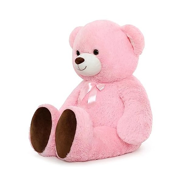 Tezituor Grand ours en peluche rose géant de 104,1 cm pour petite amie, épouse, enfants, cadeau pour Noël, Saint-Valentin, an