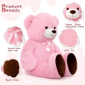 Tezituor Grand ours en peluche rose géant de 104,1 cm pour petite amie, épouse, enfants, cadeau pour Noël, Saint-Valentin, an