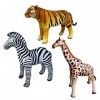 Jet Creations Safari JC-GZT Lot de 3 animaux en peluche gonflables en forme de girafe, zèbre, tigre, idéal pour piscine, déco