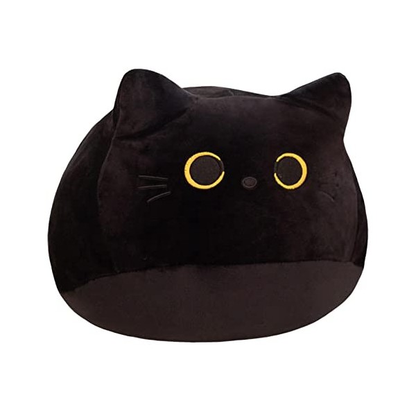 Oreiller Chat Noir, Oreiller Rond Créatif pour Chat, Jouet en Peluche Portable, Oreiller pour Enfants, Cadeau De Décoration D