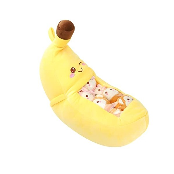 ibasenice 1 Jeu Oreiller Banane Singe Pelucheux Banane en Peluche Mini-singes Animaux en Peluche Trucs Kawaii Singe en Peluch