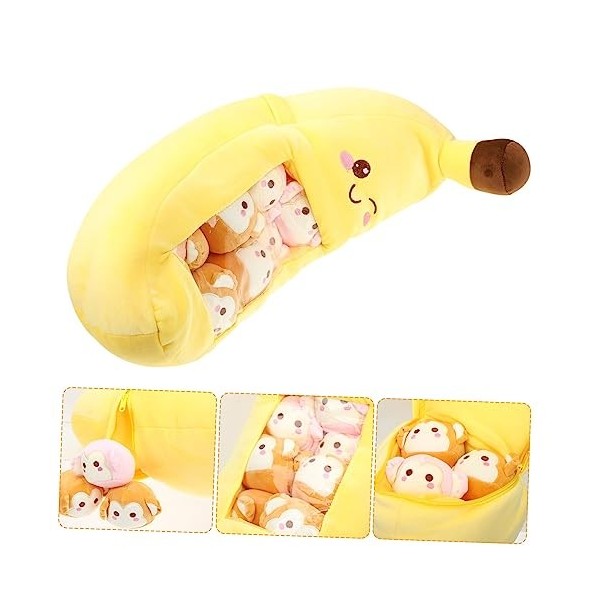 ibasenice 1 Jeu Oreiller Banane Singe Pelucheux Banane en Peluche Mini-singes Animaux en Peluche Trucs Kawaii Singe en Peluch