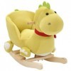 SOULONG Cheval à Bascule Dragon Bascule Bois avec Roues Peluche Bascule pour Bébé Animal Bascule en Bois Jouet à Bascule Bébé