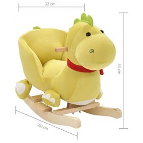 SOULONG Cheval à Bascule Dragon Bascule Bois avec Roues Peluche Bascule pour Bébé Animal Bascule en Bois Jouet à Bascule Bébé