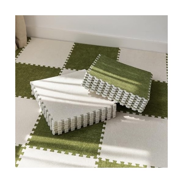 Dalles De Tapis Imbriquées 30 Pièces, Tapis De Sol Puzzle en Mousse en Peluche Courte De 30 Cm, Tapis De Jeu, Petits Tapis, M
