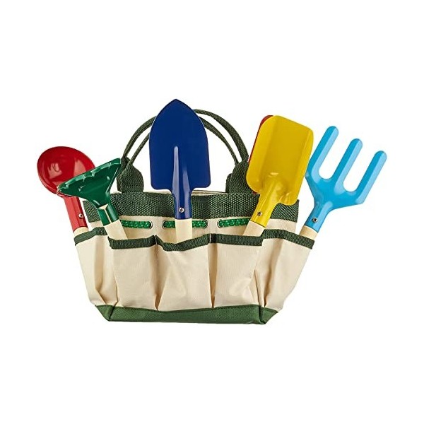 Small Foot 1710 Sac pour le jardin ou plage, 6 outils et un arrosoir dans un sac de transport, à partir de 3 ans